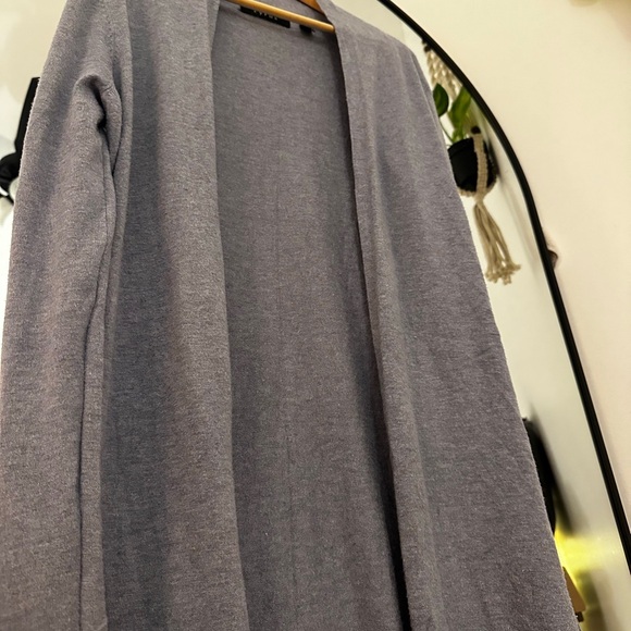 Gray/Dusty Blue Open Front Cardigan - Picture 2 of 3